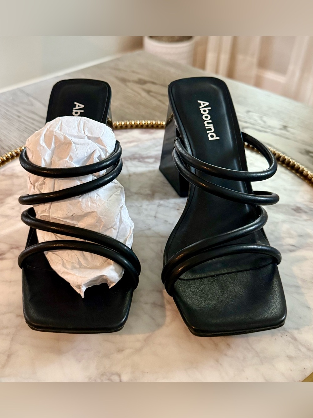 Abound Austin Black Strappy Sculpted Block Heel Sandals | Sz. 6 (NWOB) - Picture 4 of 7